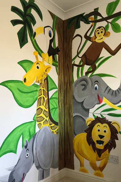 Wall Mural, Jungle Themed Nursery, Gender Neutral Nursery Design