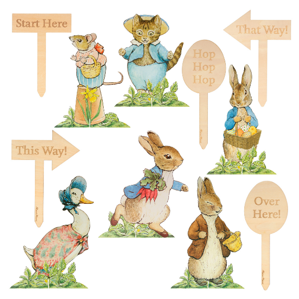 Peter Rabbit Easter Hunt Signs from Meri Meri for the family home featured by Rooomy Magazine