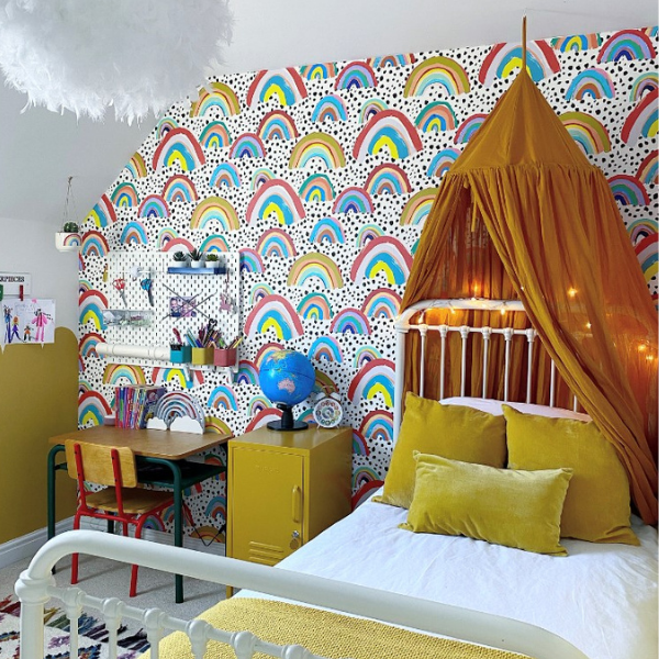 Girls Bedroom, colourful rainbows, as seen in rooomy magazine