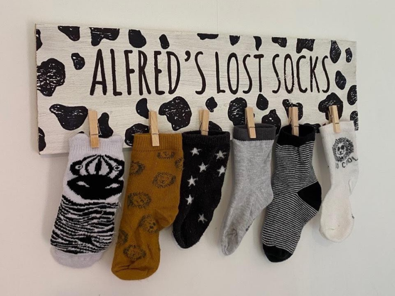 Alfreds Lots Socks in his safari nursery